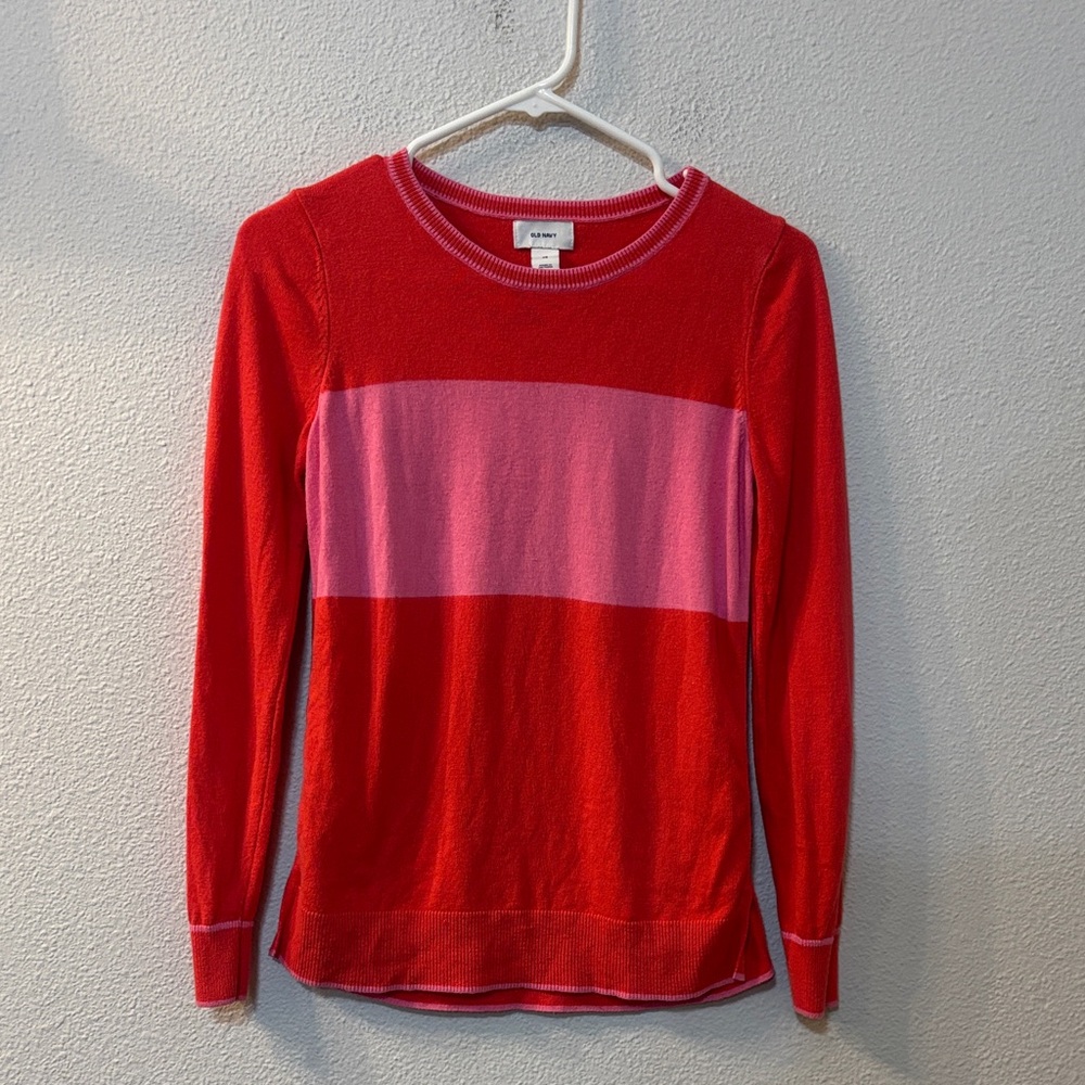 Old Navy Vibrant Red and Pink Sweater